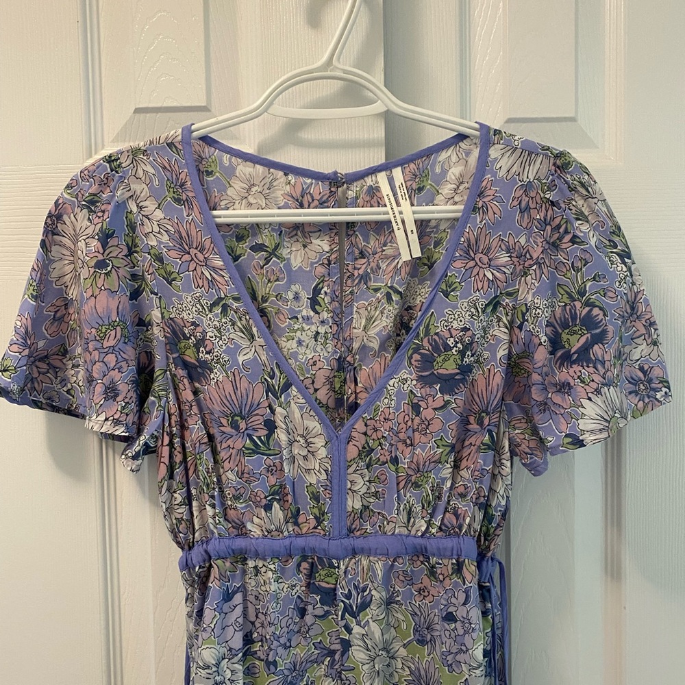 Anthropologie | Romerio Sleep Floral Wide Leg Jumpsuit | Purple & Yellow |  | XS - Picture 9 of 15